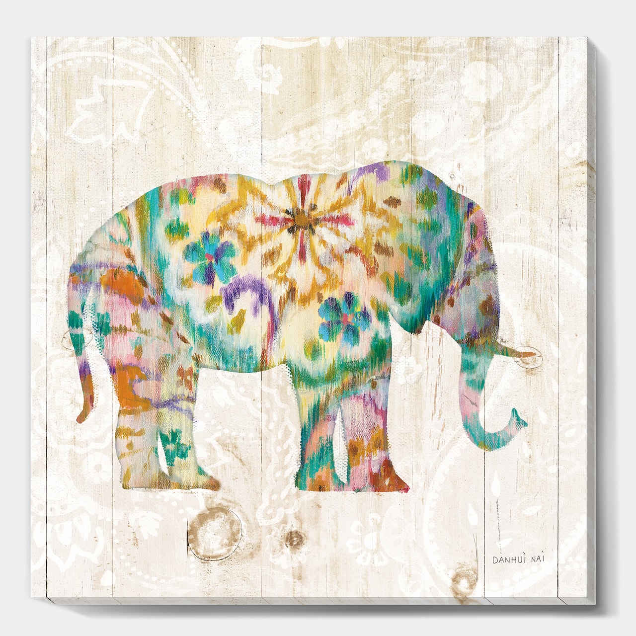 Designart - Boho Paisley Elephant I - Bohemian & Eclectic Canvas Artwork